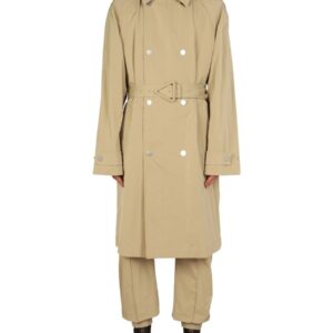 Refresh your wardrobe with the Bottega Veneta men's NYLON TRENCH COAT in beige