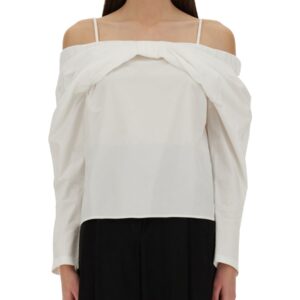 Refresh your wardrobe with the NINA RICCI women's "OFF-SHOULDER" SHIRT in White