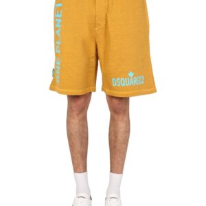 Explore the authentic Dsquared2 men's "ONE LIFE ONE PLANET" BERMUDA SHORTS in Yellow