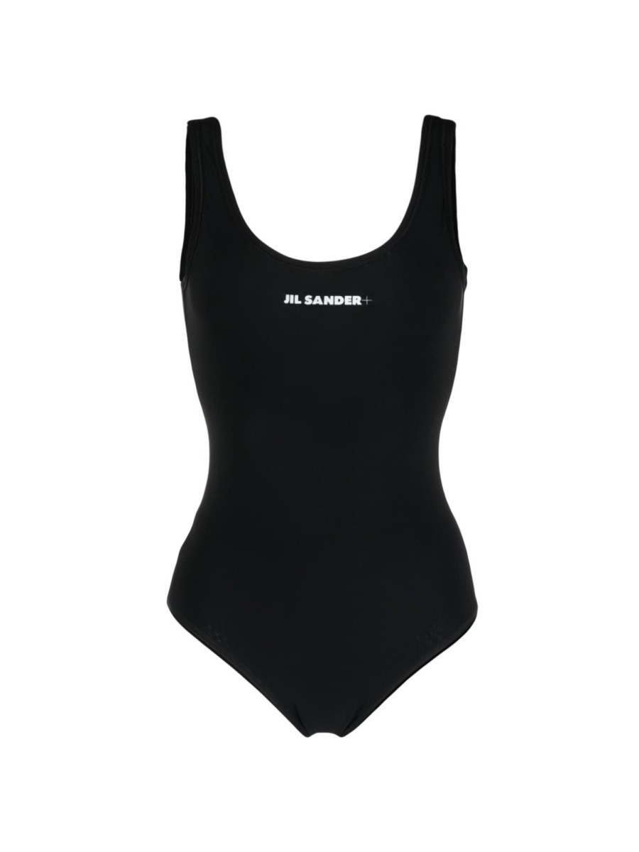 Explore the authentic JIL SANDER women's ONE PIECE SWIMSUIT WITH LOGO in Black