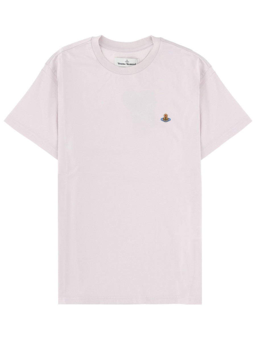 Explore the authentic Vivienne Westwood women's ORB LOGO T-SHIRT in POWDER