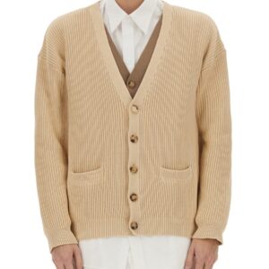 Explore the authentic Moschino men's ORGANIC COTTON BLEND CARDIGAN in beige