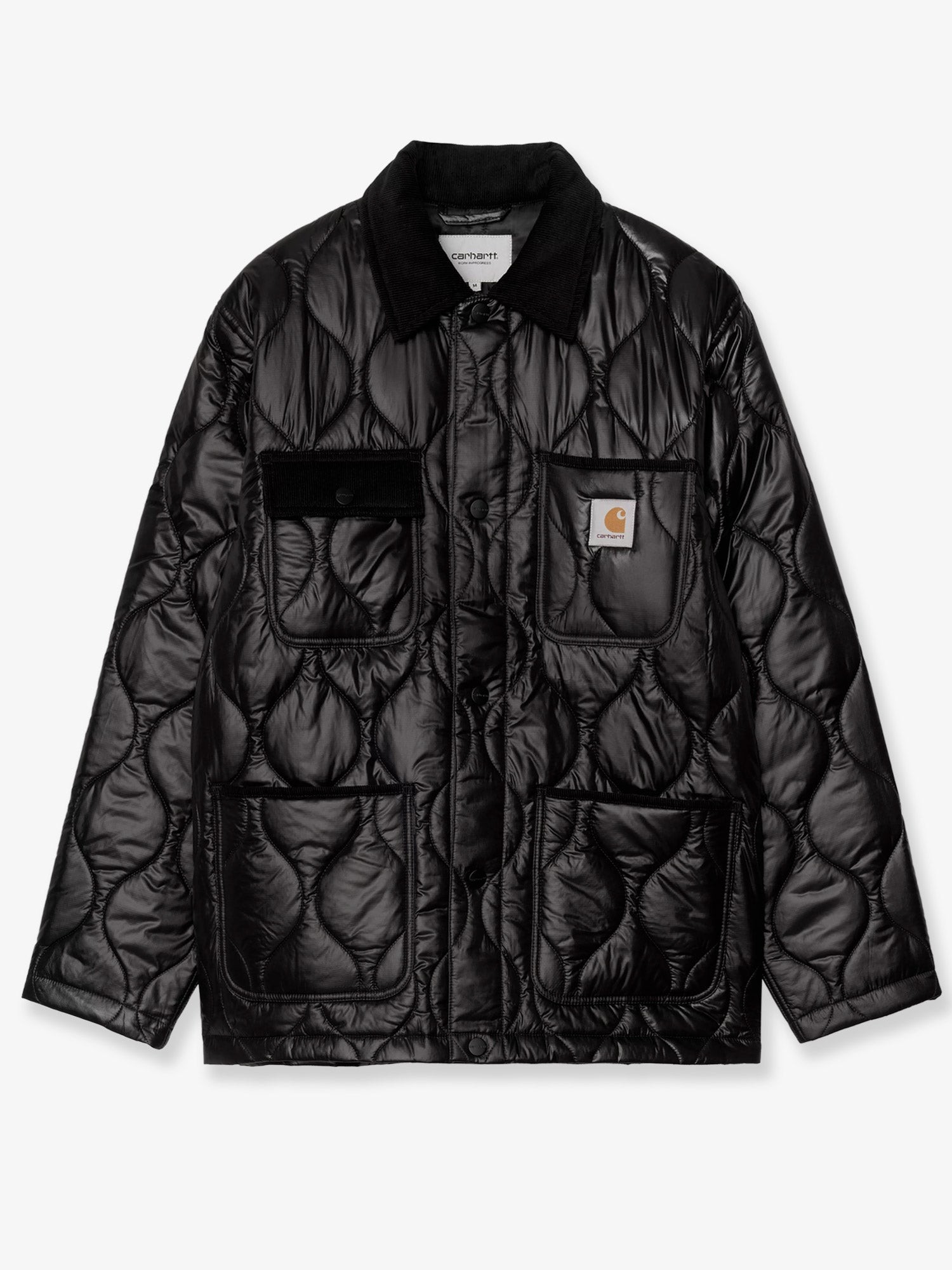 Explore the authentic Carhartt Wip men's Oscar Chore Liner quilted nylon jacket in Black