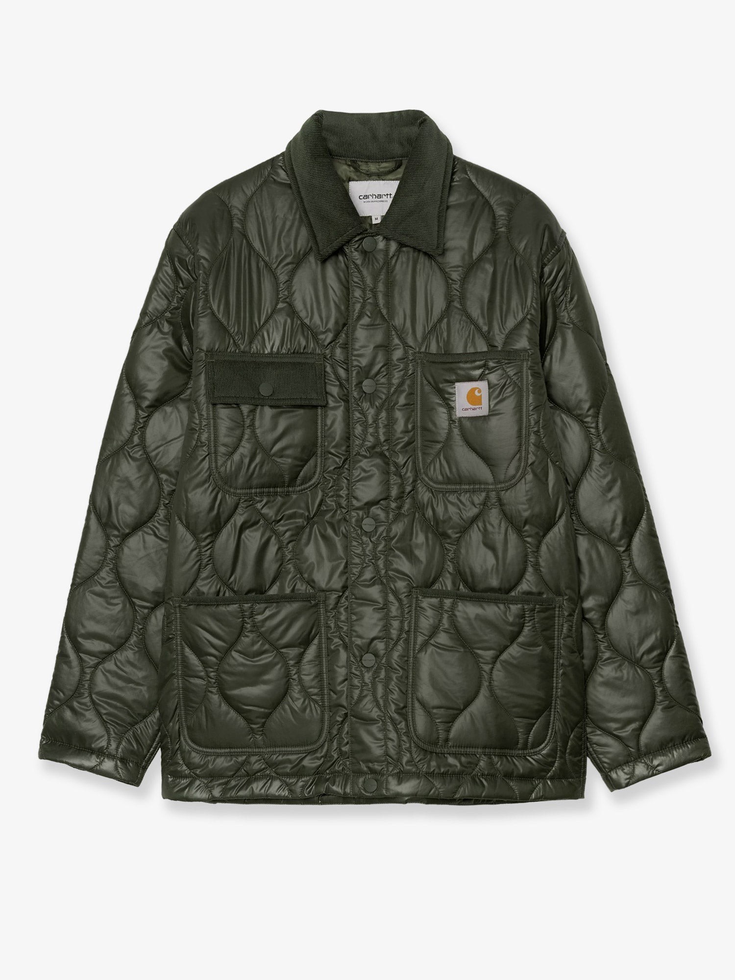 Elevate your look with the Carhartt Wip men's Oscar Chore Liner quilted nylon jacket in Opuntia
