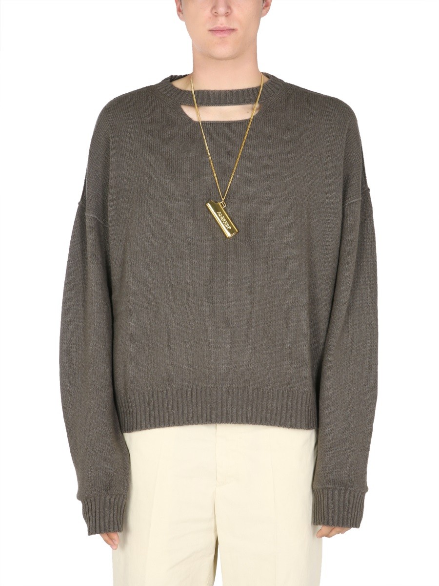 Discover the authentic AMBUSH men's OVERSIZE FIT SWEATER in Military green