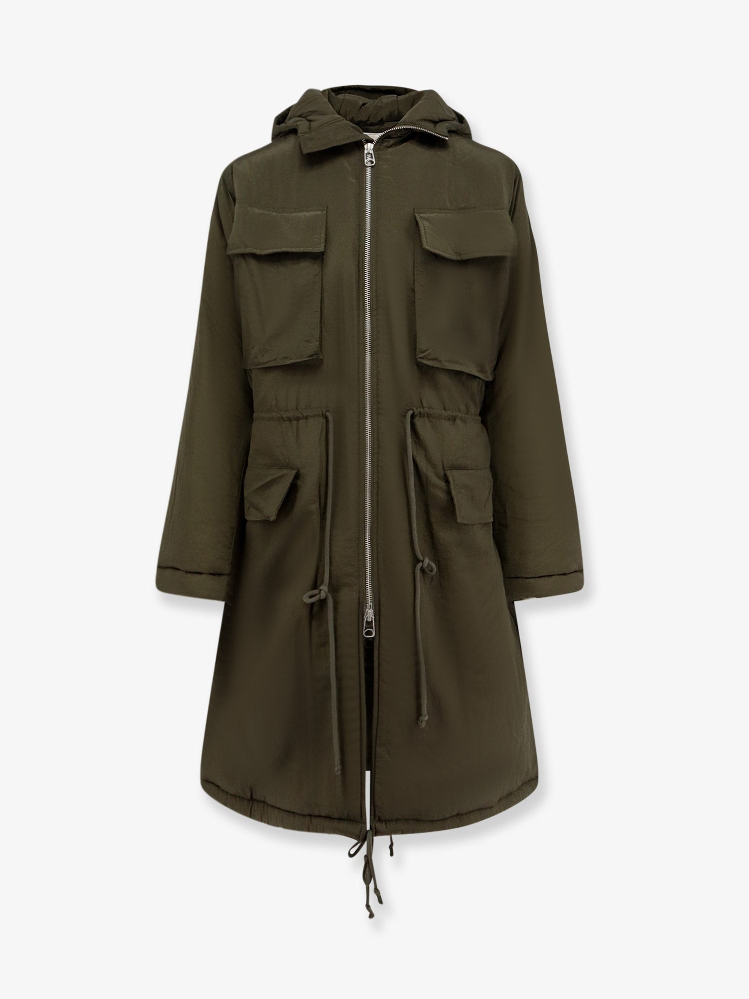 Discover the authentic OAMC PEACEMAKER men's Padded nylon long jacket in Militarygeen