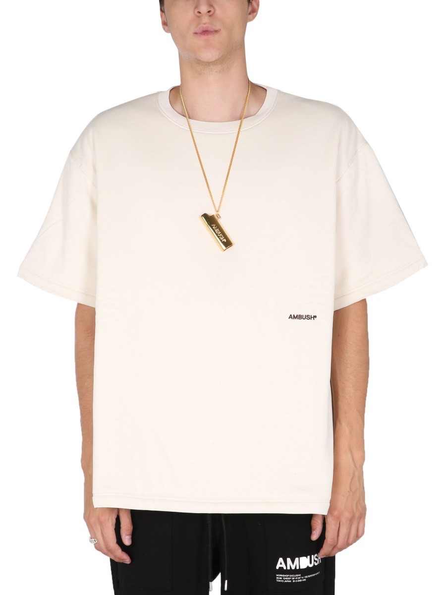 Discover the authentic AMBUSH men's PADDED T-SHIRT WITH EMBROIDERED LOGO in Ivory