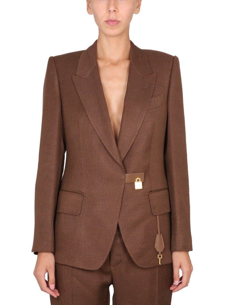 Refresh your wardrobe with the TOM FORD women's PADLOCKED JACKET in Brown