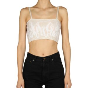 Explore the authentic VISION OF SUPER women's PAILSEY PATTERN CROP TOP in beige