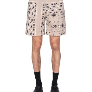 Elevate your look with the msgm men's PAISLEY PATTERN BERMUDA in beige