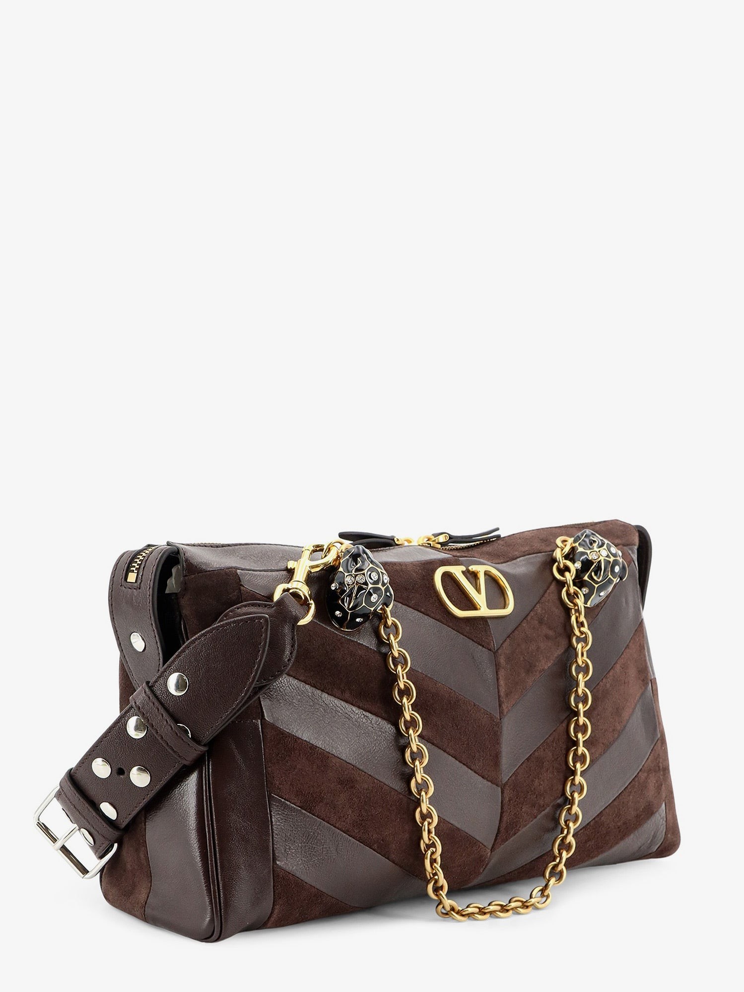 VALENTINO GARAVANI – Panthea suede and leather shoulder bag : Color - Ebonybrown, Size - UNI - Image 3