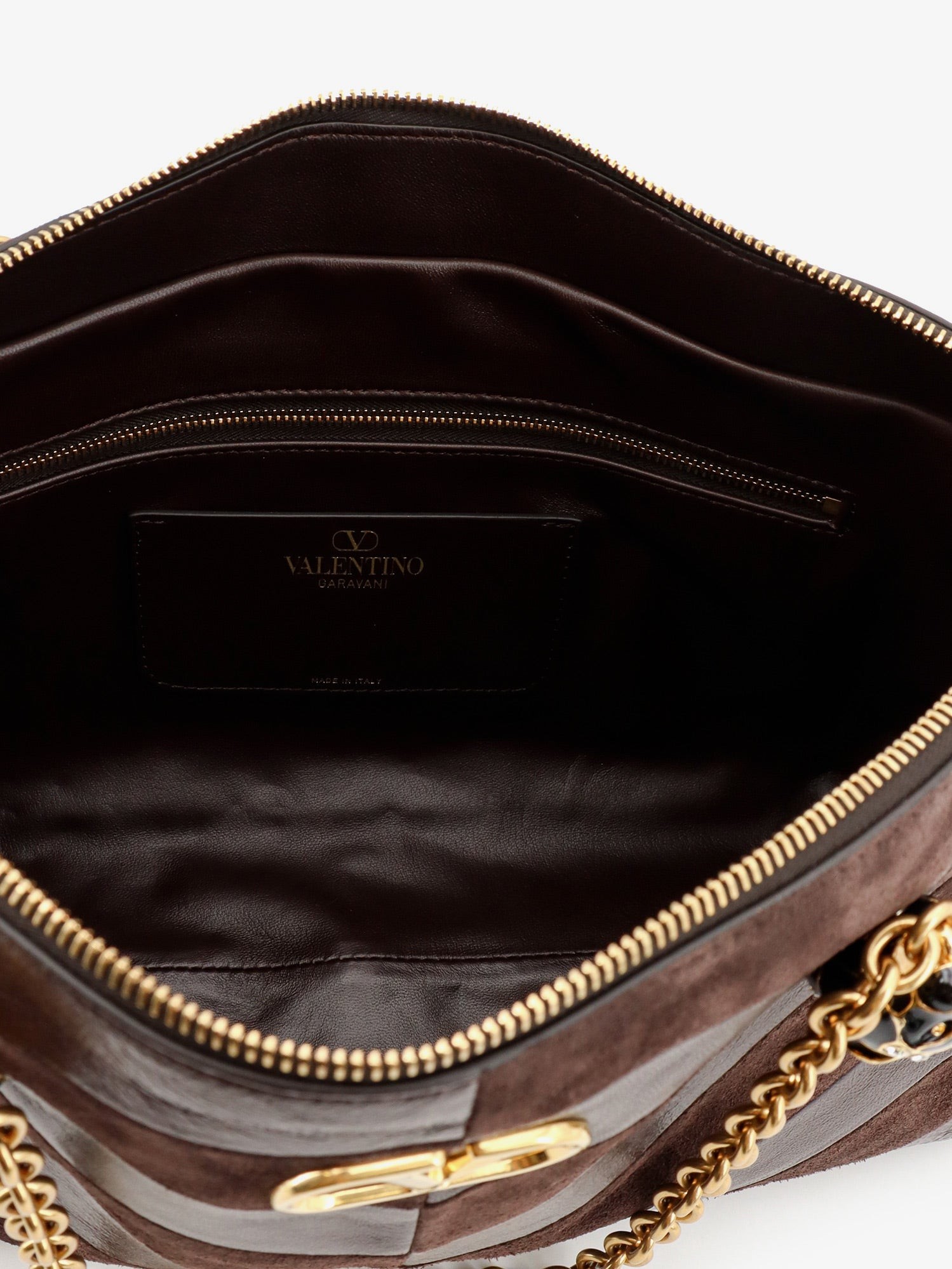 VALENTINO GARAVANI – Panthea suede and leather shoulder bag : Color - Ebonybrown, Size - UNI - Image 4