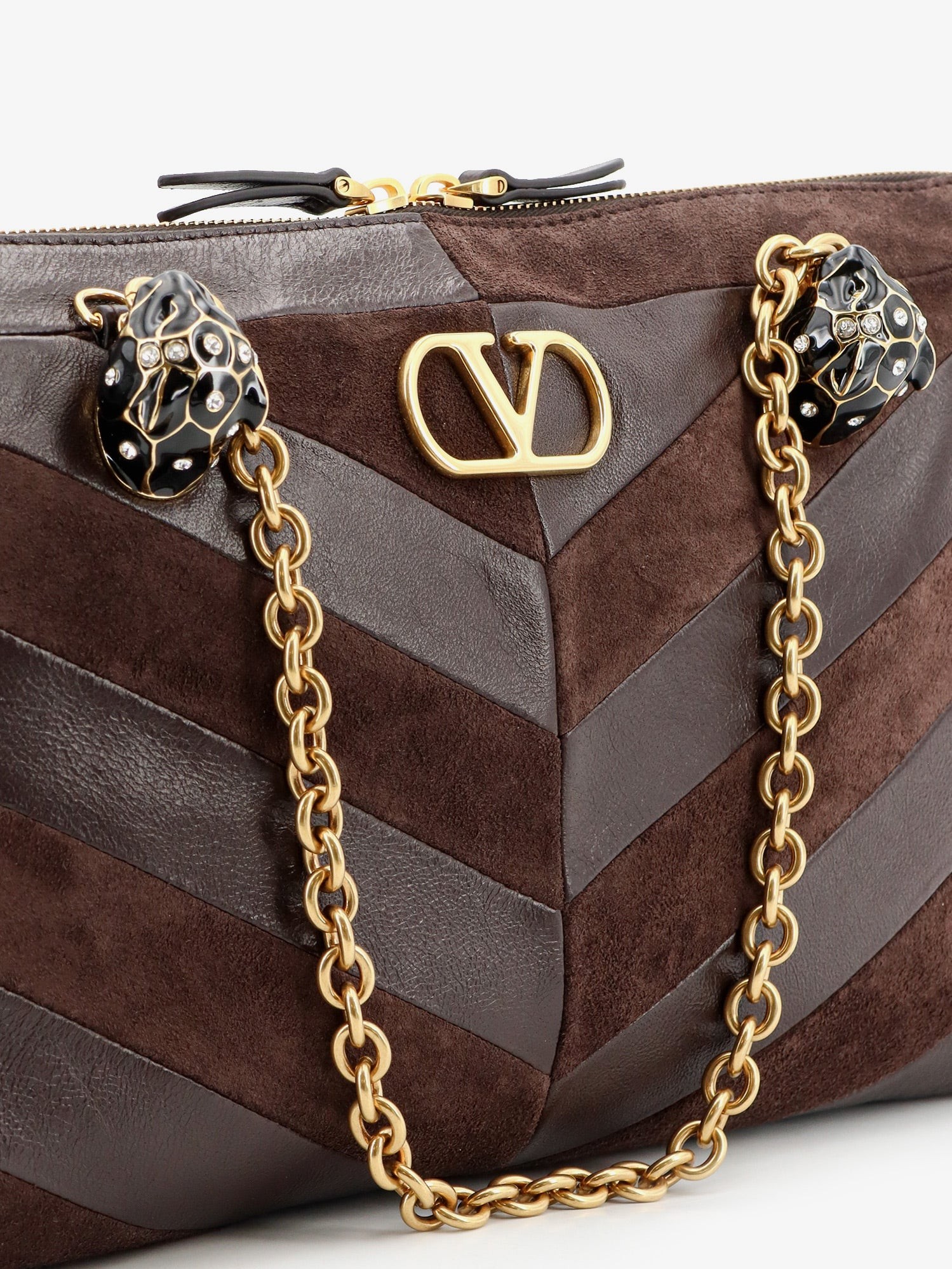 VALENTINO GARAVANI – Panthea suede and leather shoulder bag : Color - Ebonybrown, Size - UNI - Image 5