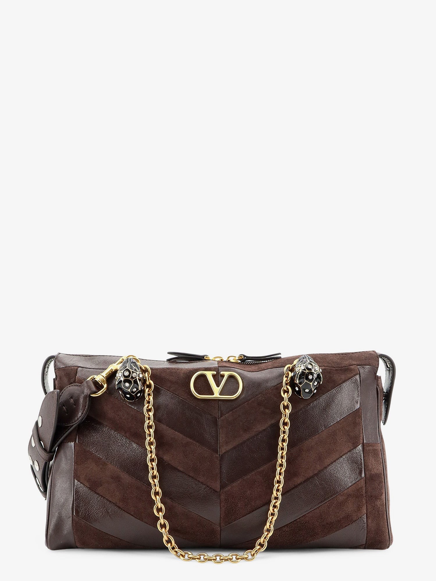 Panthea suede and leather shoulder bag : Color - Ebonybrown