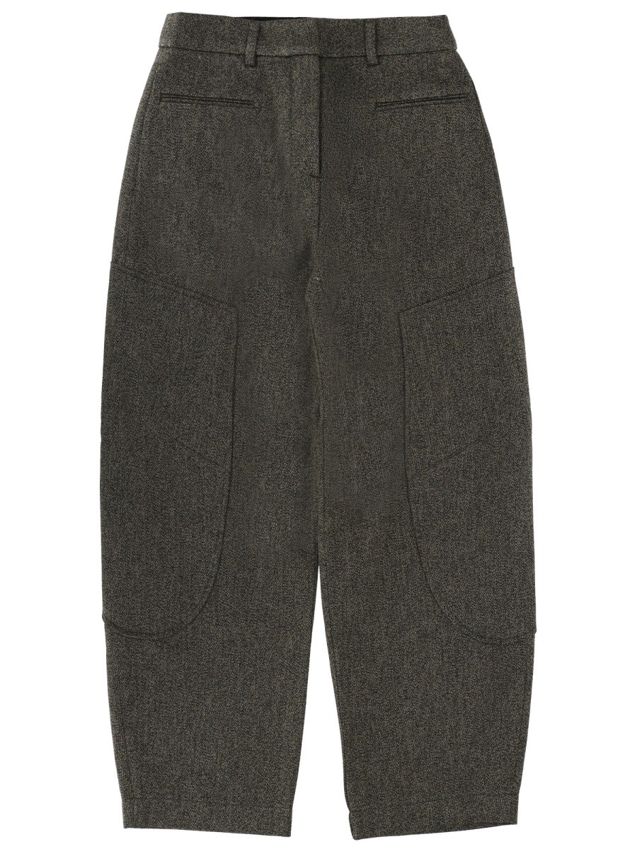 Discover the authentic GANNI women's PANTS "MOULINE" in GREEN