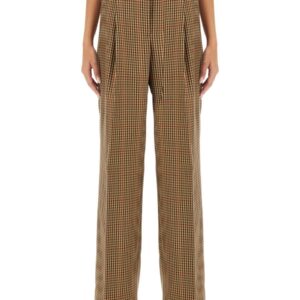 Explore the authentic Dries Van Noten women's PANTS WITH CHECK PATTERN in Brown