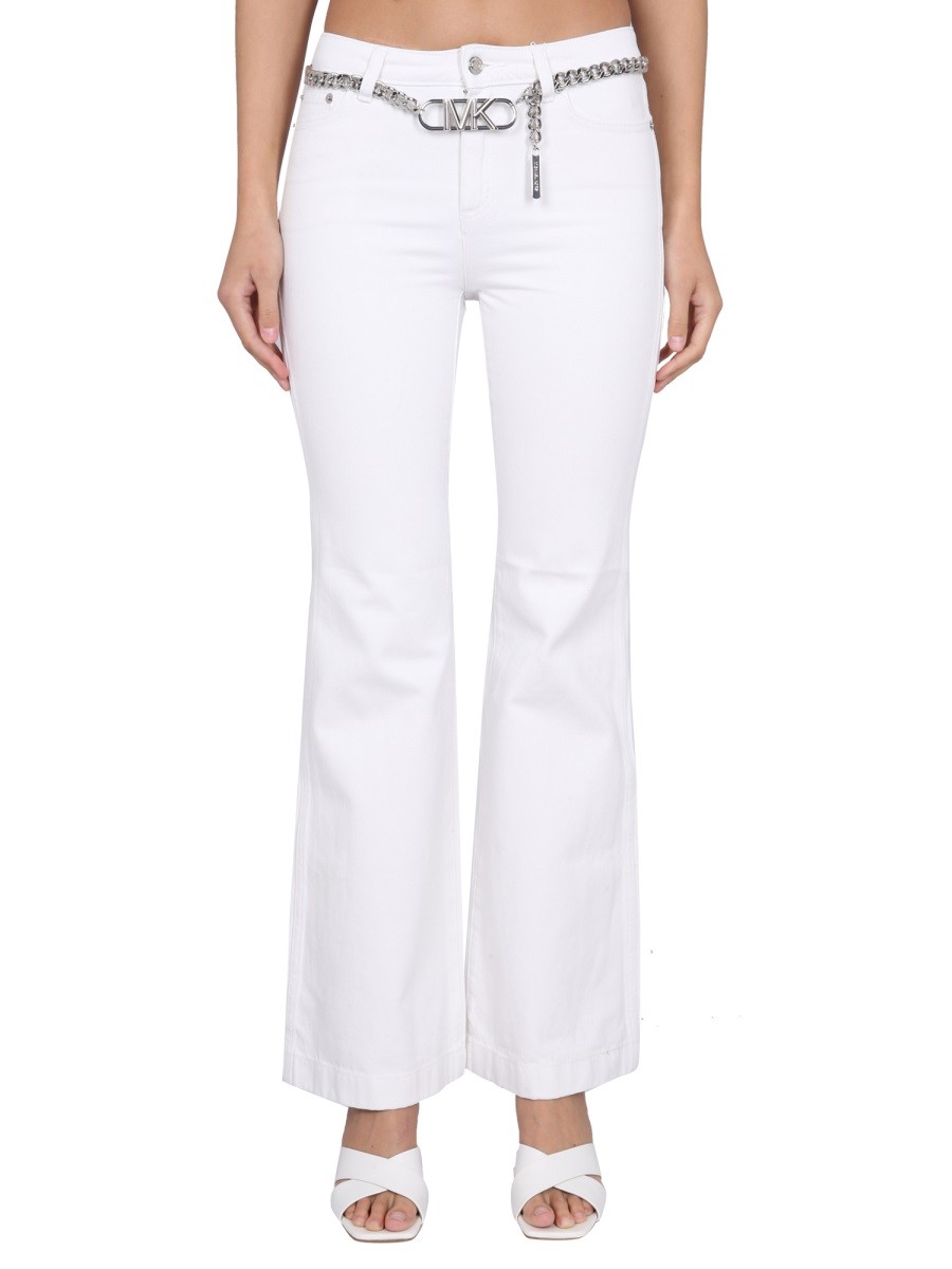 Explore the authentic MICHAEL BY MICHAEL KORS women's PANTS WITH LOGO BELT in White