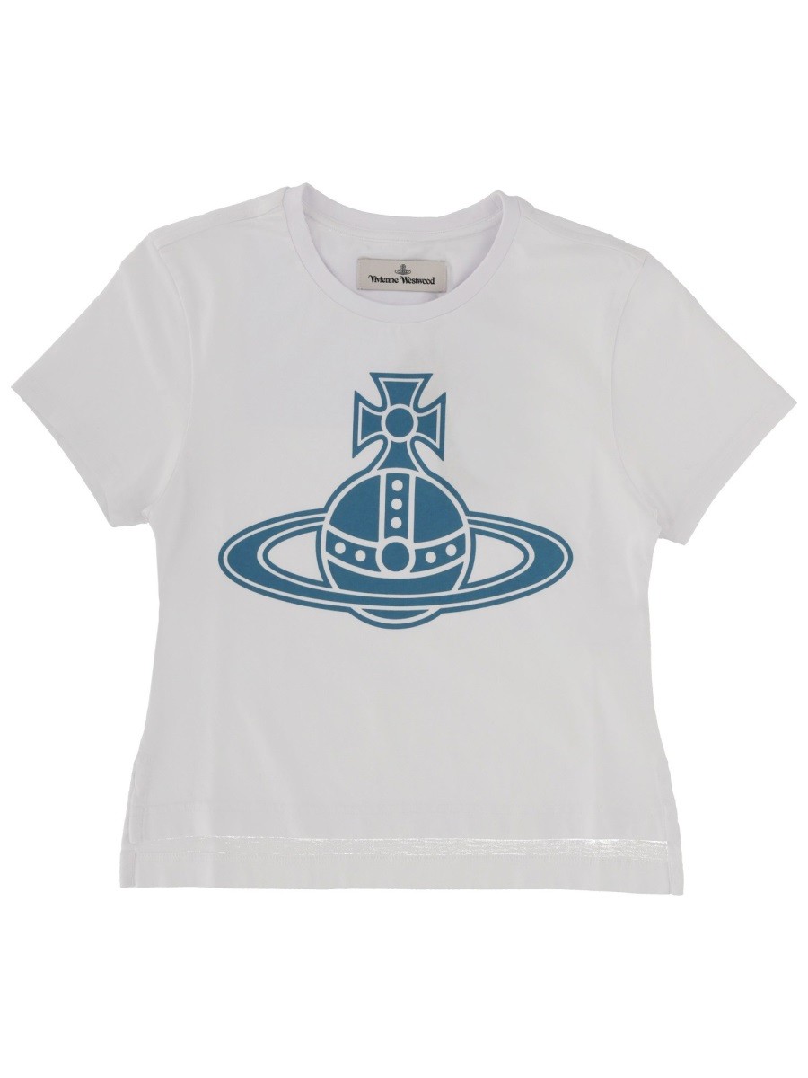 Explore the authentic Vivienne Westwood women's "PARIS ORB MINI" T-SHIRT in White