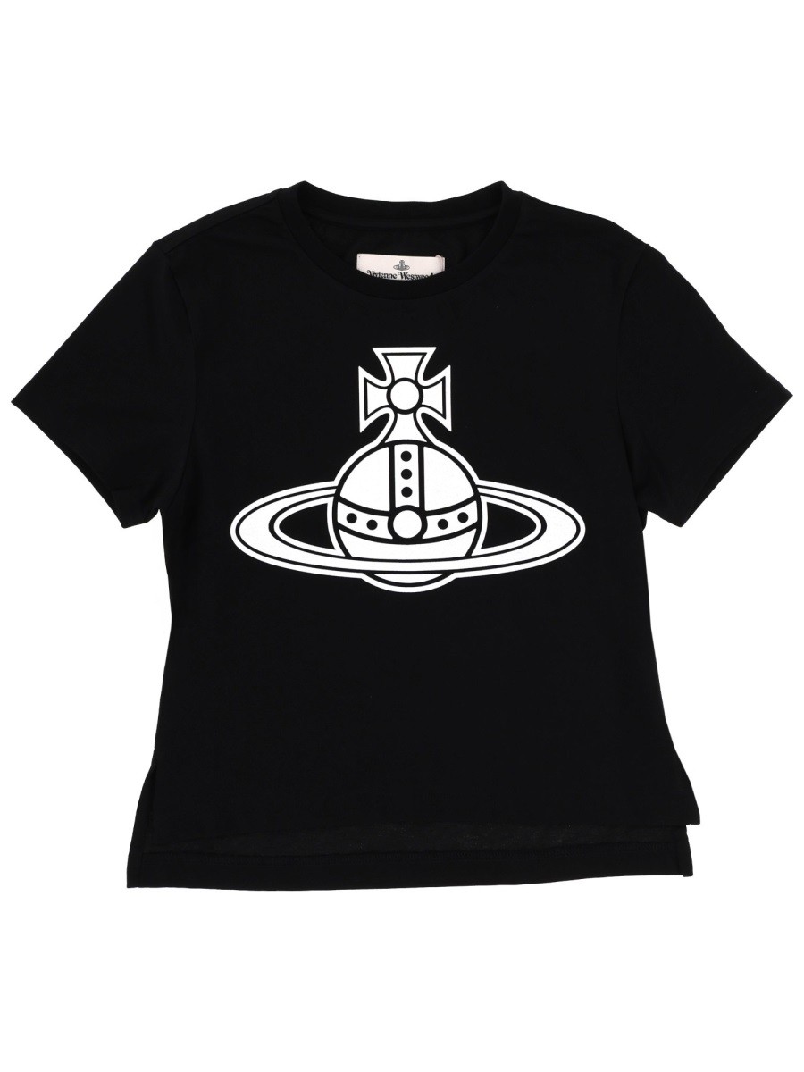 Explore the authentic Vivienne Westwood women's "PARIS ORB MINI" T-SHIRT in Black