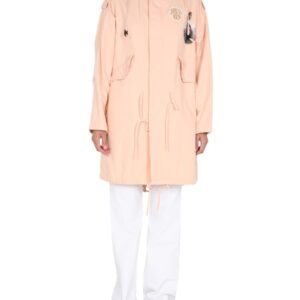 Elevate your look with the RAF SIMONS women's PARKA WITH LOGO PATCH in Pink