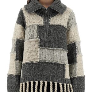 Explore the authentic GANNI women's PATCHWORK JERSEY WITH BANGS in MULTICOLOUR