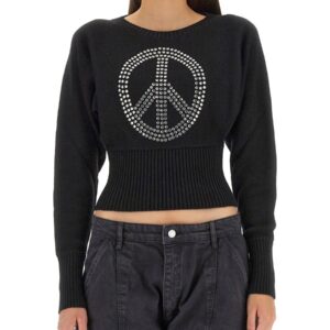 Explore the authentic MOSCHINO JEANS women's PEACE SYMBOL JERSEY in Black