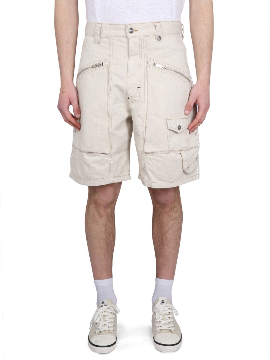 Discover the authentic MARANT men's PEIO DENIM BERMUDA SHORTS in POWDER