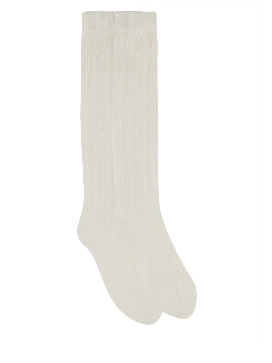 Explore the authentic Valentino women's PERFORATED COTTON SOCKS WITH VLOGO in White