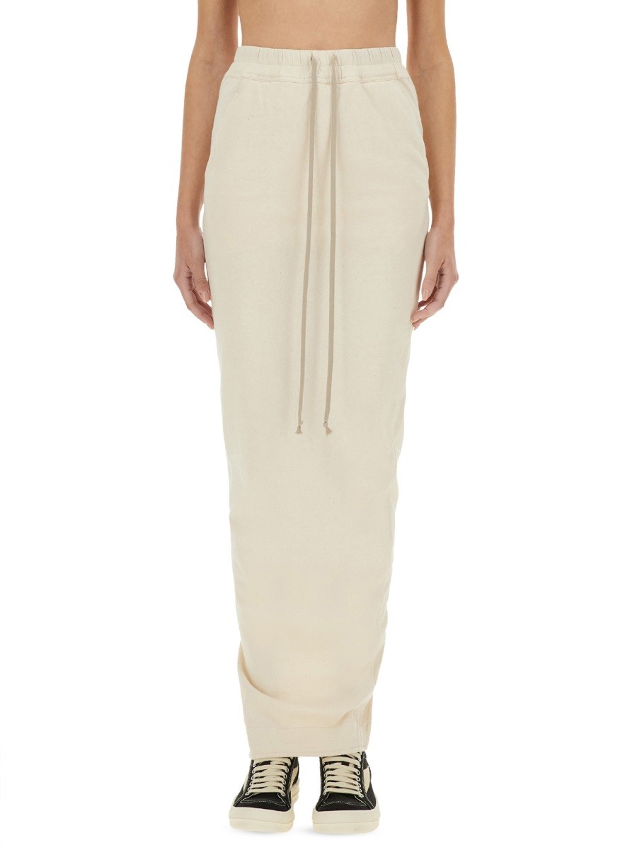 Explore the authentic RICK OWENS DRKSHDW women's "PILLAR" MAXI SKIRT in Ivory