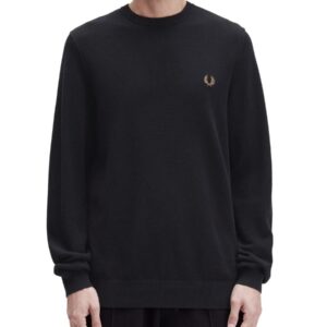 Refresh your wardrobe with the FRED PERRY men's PIQUE SWEATER WITH LOGO in Black