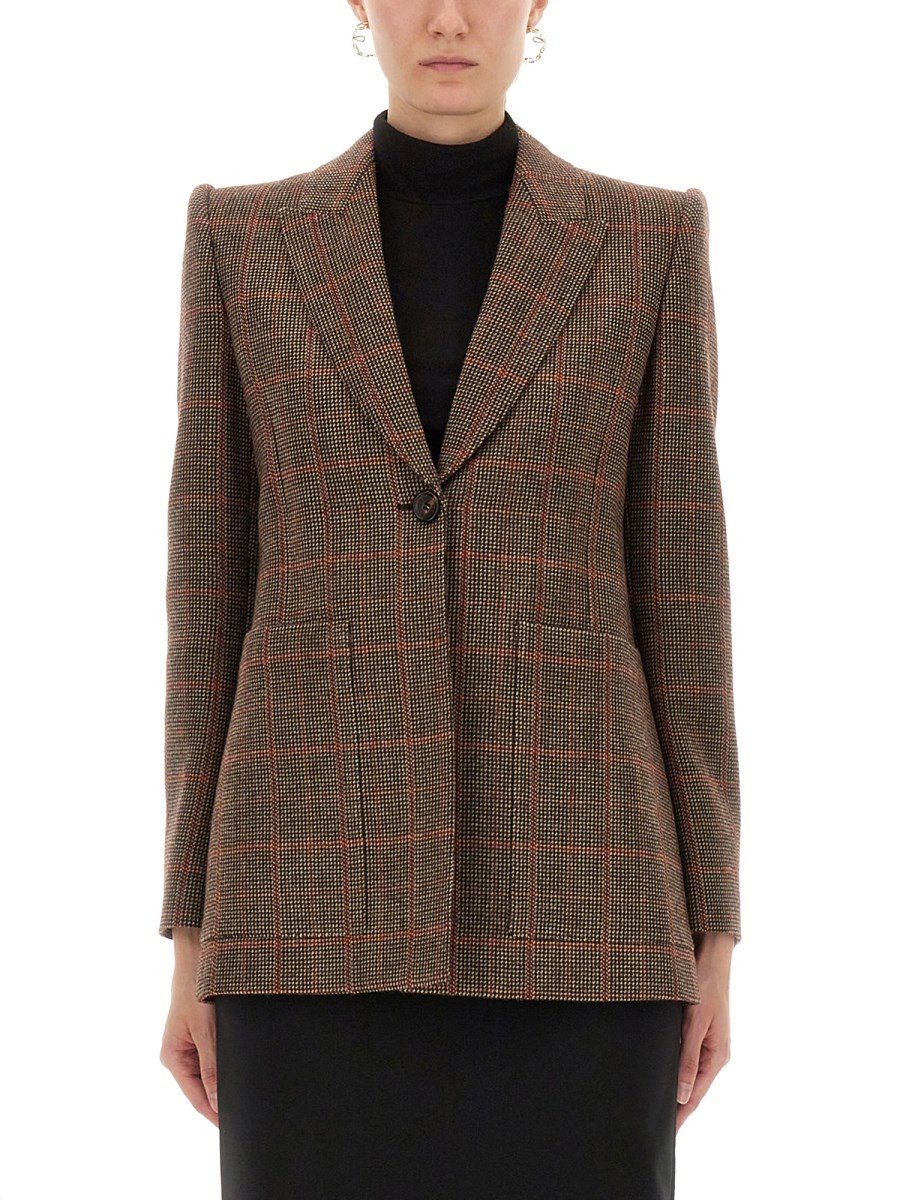 Refresh your wardrobe with the CHLOÉ women's PLAID WOOL TAILORED JACKET in Brown