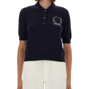 Discover the authentic Moschino women's POLO SHIRT WITH LOGO in Blue