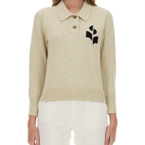 Refresh your wardrobe with the MARANT ETOILE women's POLO SHIRT WITH LOGO in beige