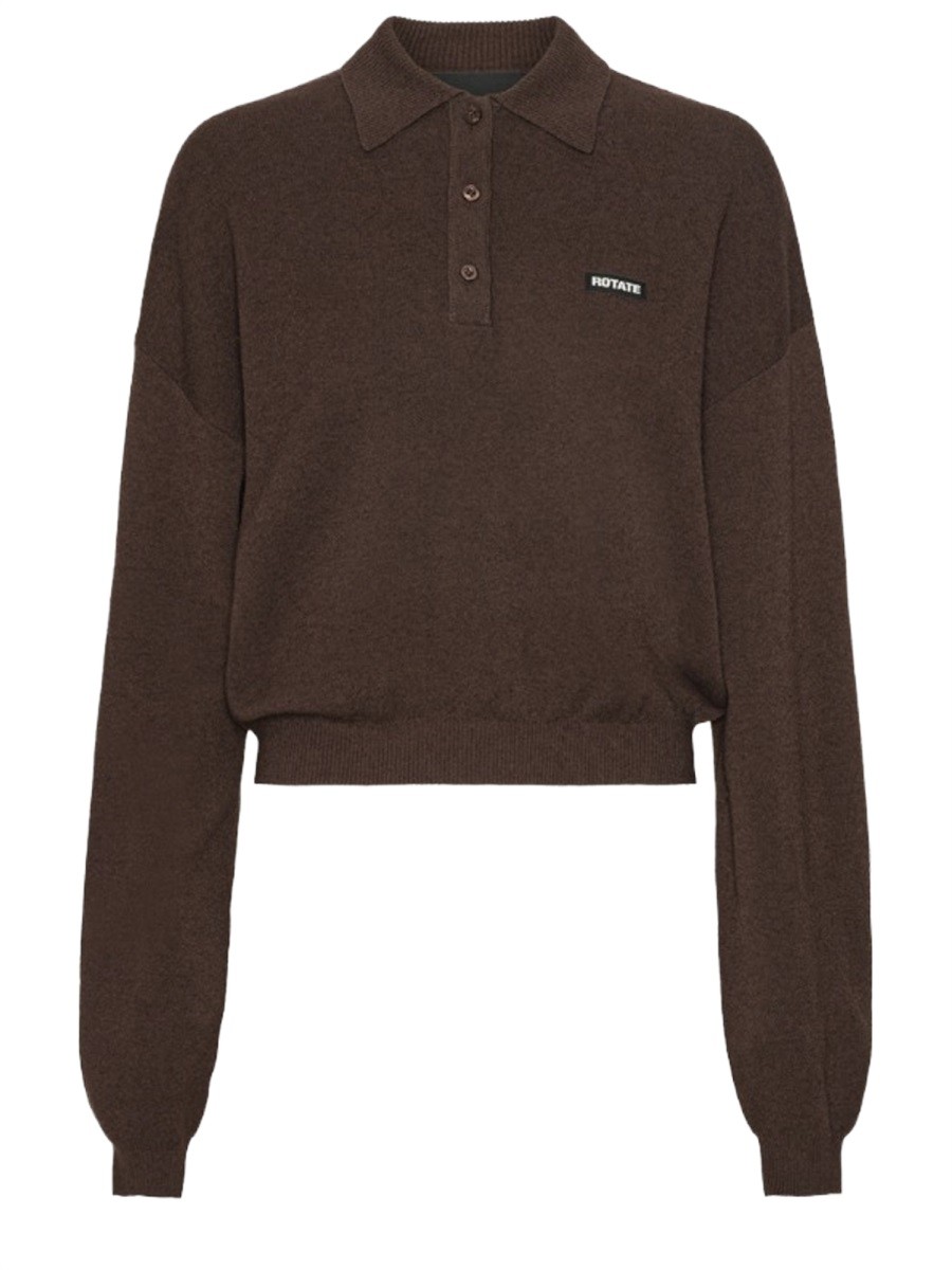 Discover the authentic ROTATE women's POLO WITH LOGO in Brown