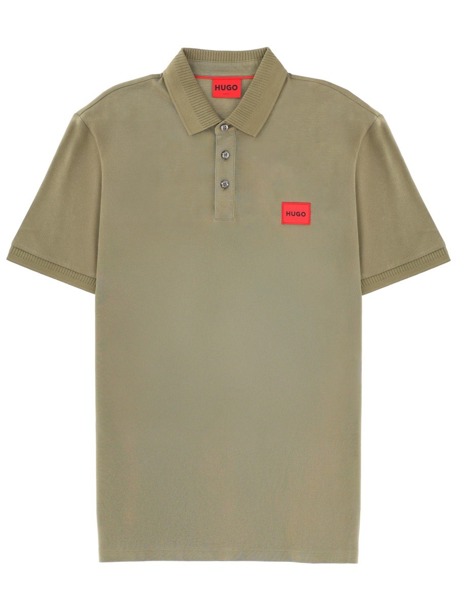 Discover the authentic Hugo men's POLO WITH LOGO PATCH in GREEN