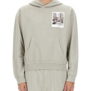 Elevate your look with the Helmut Lang men's "POSTCARD" HOODIE in Grey