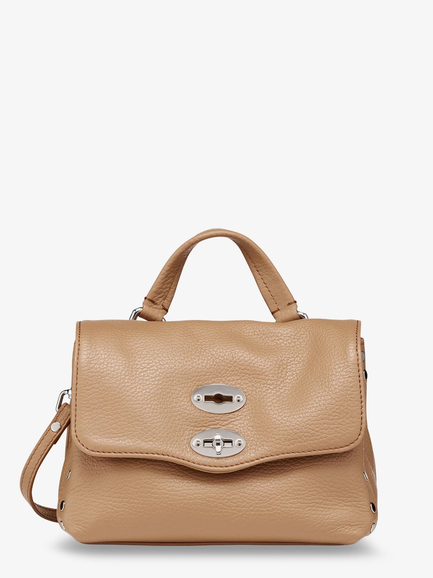 Explore the authentic ZANELLATO women's Postina® Baby hammered leather crossbody in Greycreta