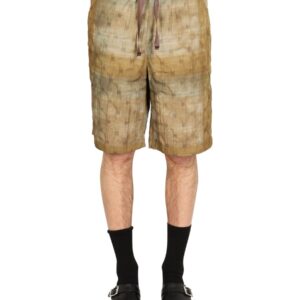Refresh your wardrobe with the NEEDLES men's PRINT BERMUDA in Military green