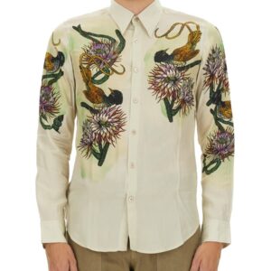 Discover the authentic Dries Van Noten men's PRINTED SHIRT in POWDER