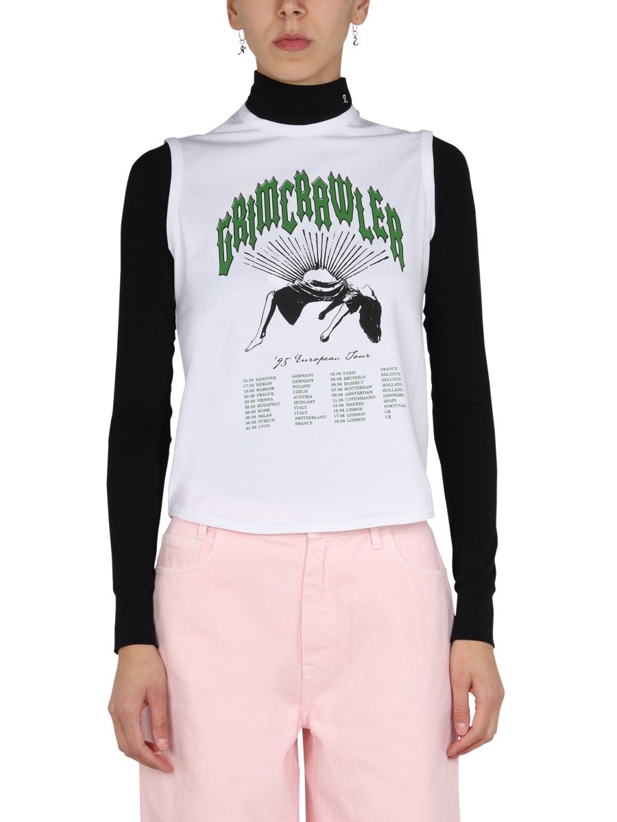Refresh your wardrobe with the RAF SIMONS women's PRINTED TOP in White