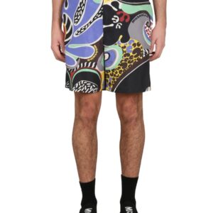 Explore the authentic Moschino men's PSYCHEDELIC PRINT BERMUDA SHORTS in MULTICOLOUR