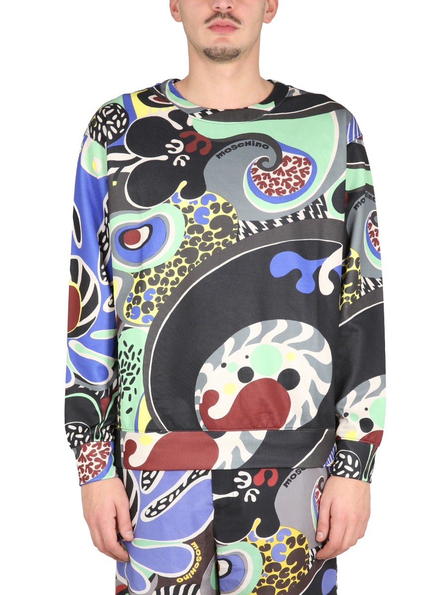 Explore the authentic Moschino men's PSYCHEDELIC PRINT SWEATSHIRT in MULTICOLOUR
