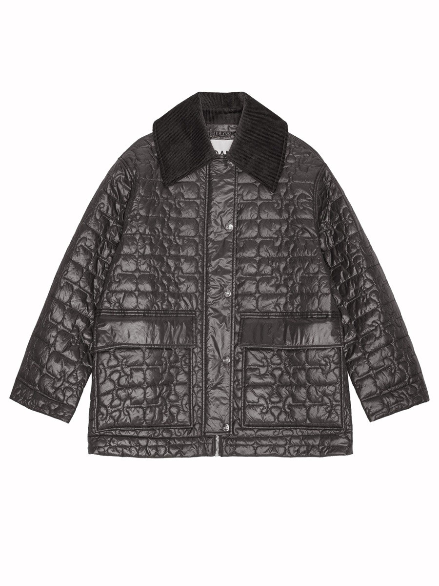 Refresh your wardrobe with the GANNI women's QUILTED MIDI JACKET in Grey