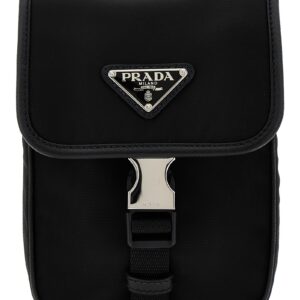 Re-Nylon logo crossbody bag : Color - Black