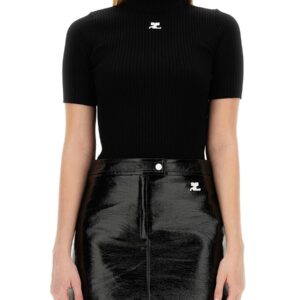 Discover the authentic COURREGES women's "REEDITION" KNITTED T-SHIRT in Black