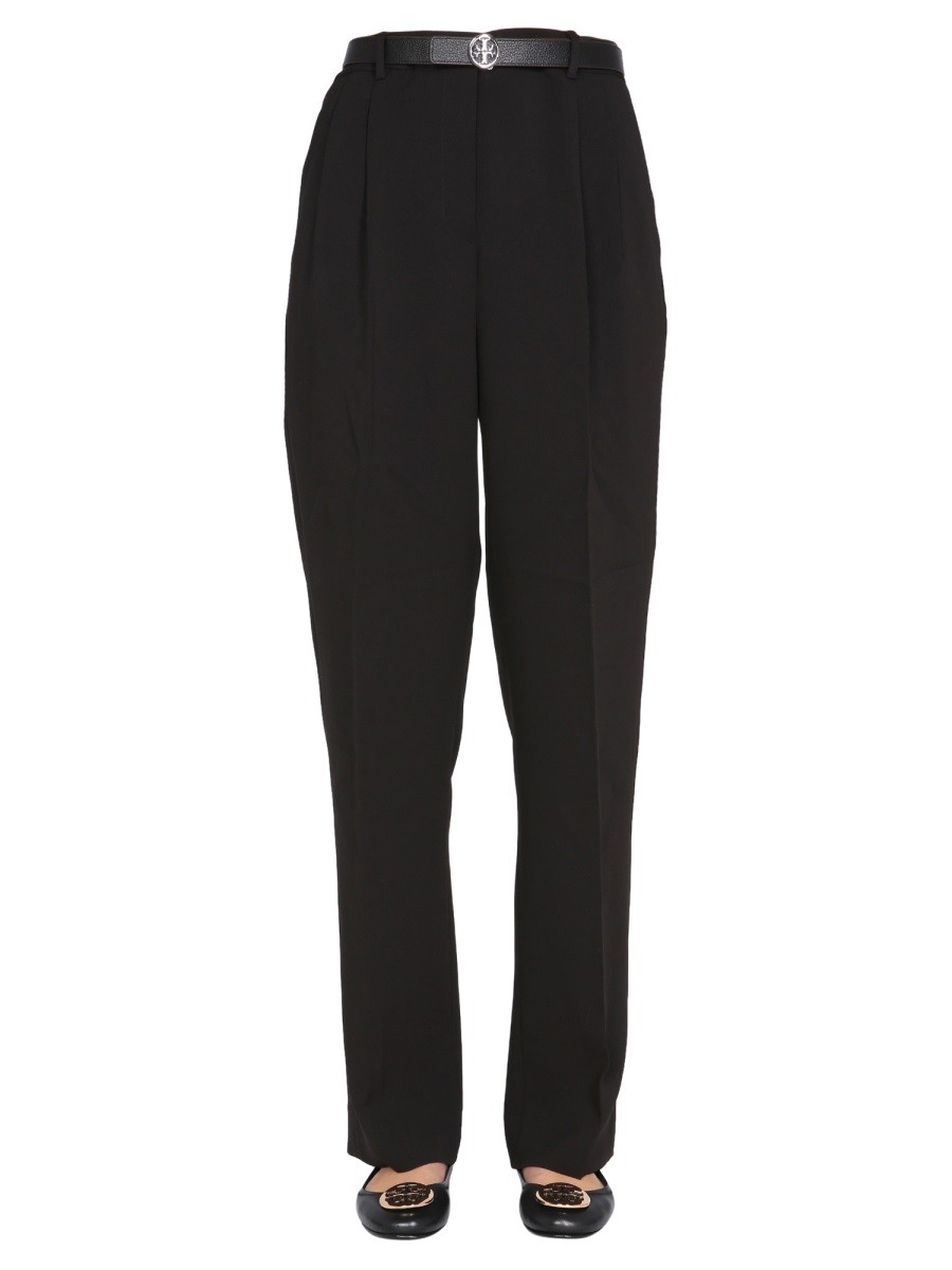 Refresh your wardrobe with the Tory Burch women's REGULAR FIT TROUSERS in Black