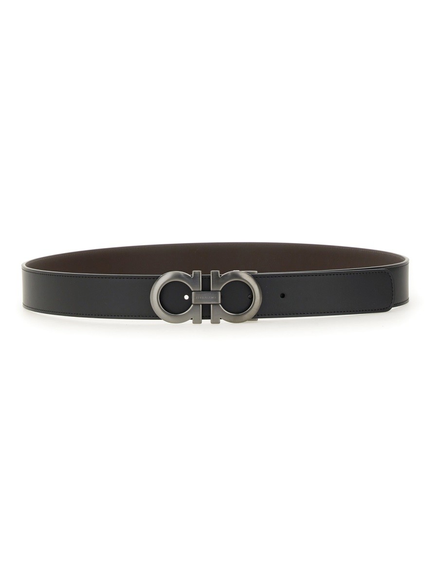 Explore the authentic Ferragamo men's CINTURA REVERSIBILE GANCINI in Black