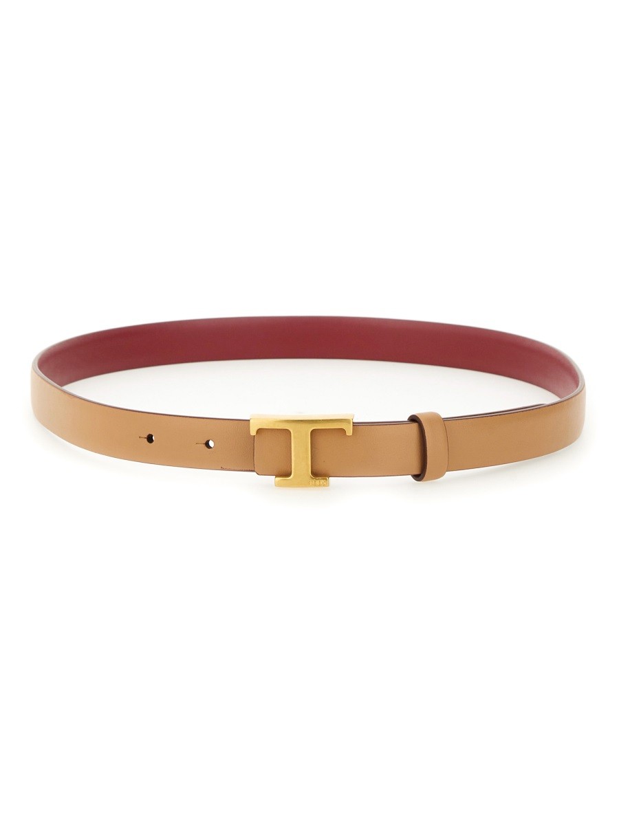 Explore the authentic TOD'S women's REVERSIBLE "T TIMELESS" BELT in beige