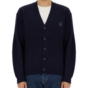 Discover the authentic Maison Kitsune men's RIBBED CARDIGAN in Blue