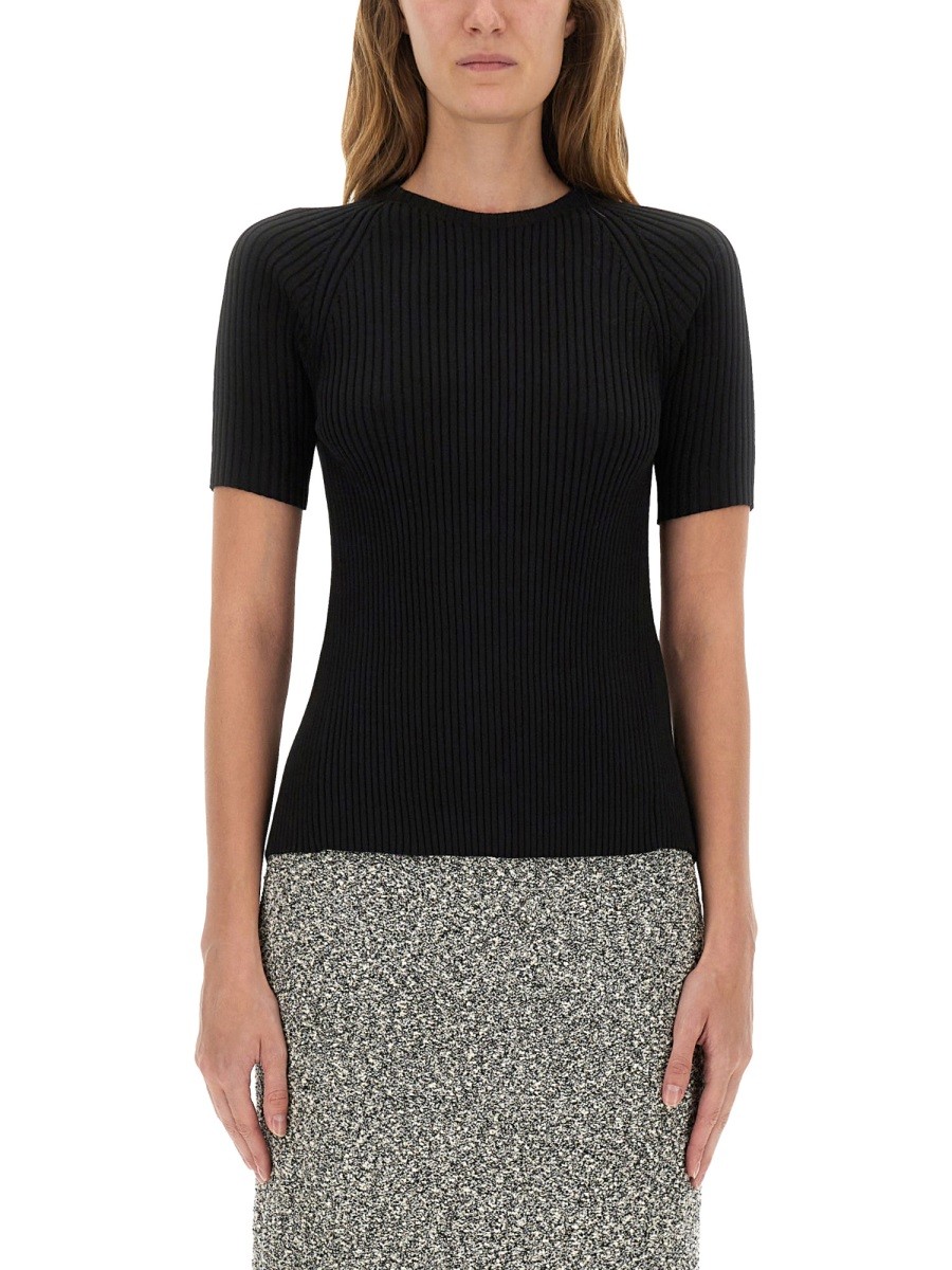 Discover the authentic Tory Burch women's RIBBED COTTON PULLOVER in Black